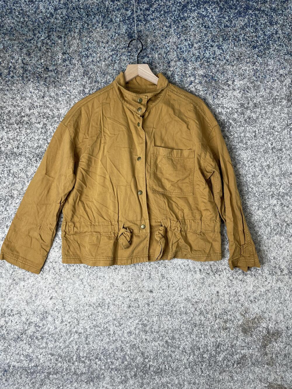 Madewell Jacket Womens Small Tan Brown Stand Collar Button Utility Cotton Blend